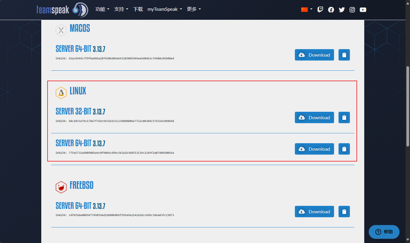 TeamSpeak download page