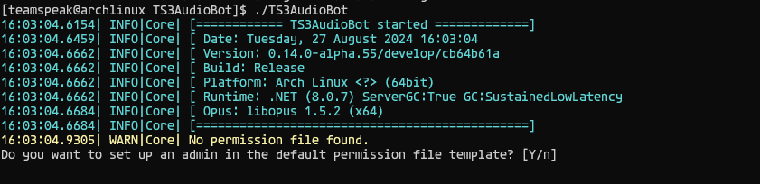 TS3AudioBot first start
