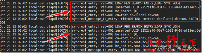 Slave log output during synchronization