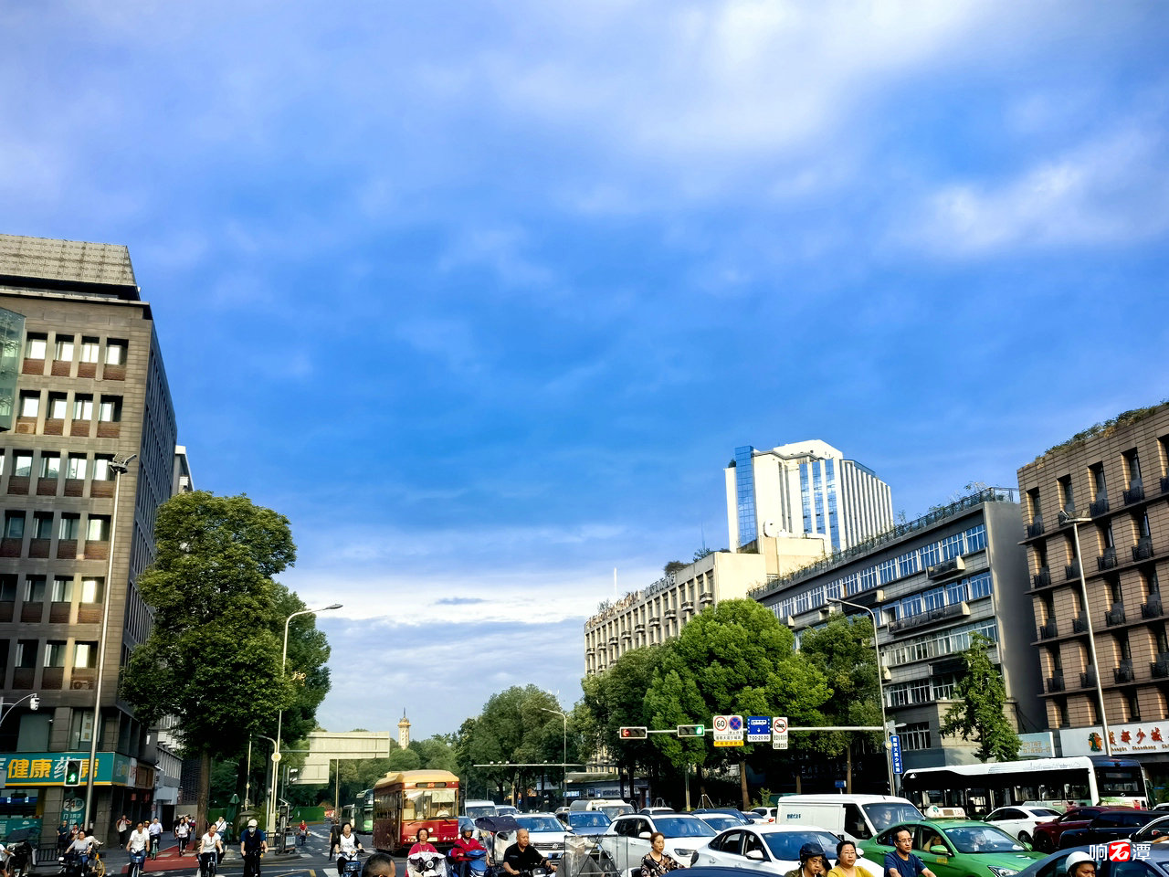 Blue sky and white clouds on the way to drop off the child