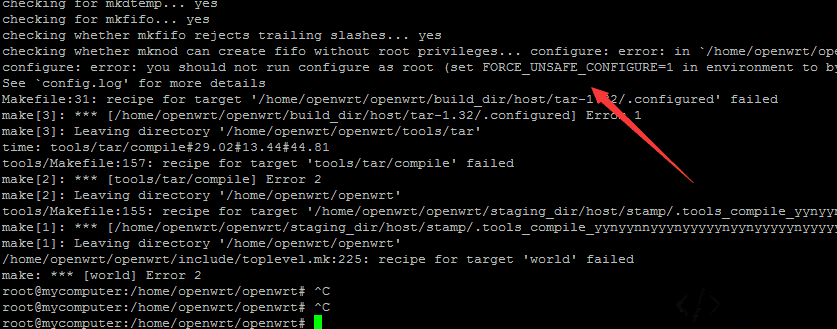 build error screenshot