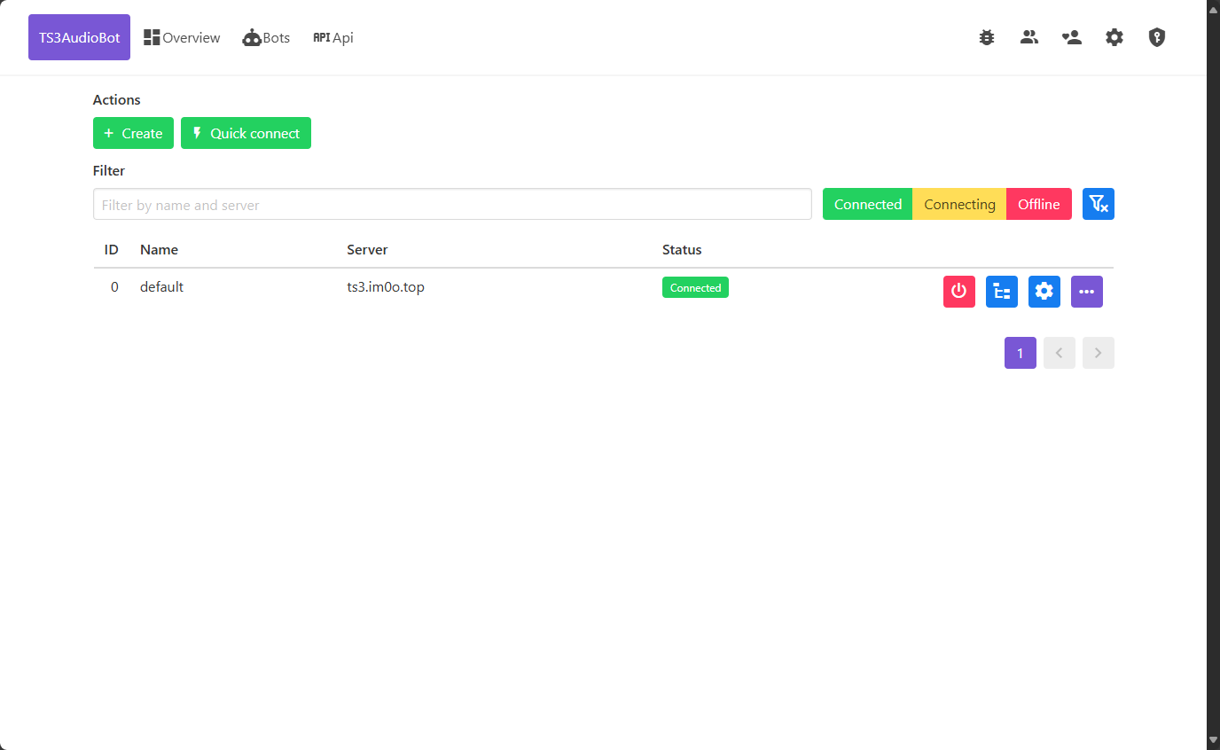 bot management page
